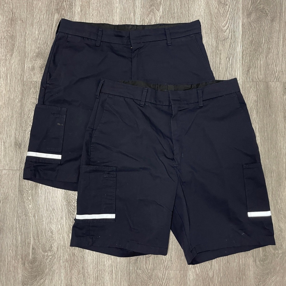 FedEx Cargo Shorts Mens 36 Navy Blue Reflective Stripe Stan Herman Workwear